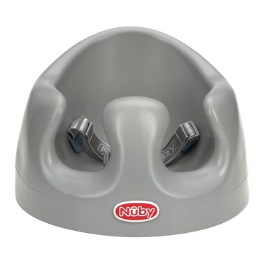 Nuby My Floor Seat - Portable Baby Chair with Soft Foam Cushion, Safety Harness, and High Back Design - 4+ Months - Gray