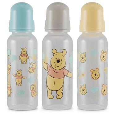 Baby Bottles 9 oz for Boys and Girls  Set of 3 Disney "Winnie The Pooh Pose" Infant Bottles for Newborns and All Babies   BPA-Free Plastic Baby Bottle for Baby Shower