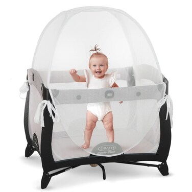 KinderSense - Pack N Play Tent Baby Safety Crib Net - Toddler Crib Topper for Playpens &amp; Mini Cribs to Keep Baby from Climbing Out - Breathable Mesh Pop up Net - Mosquito Net Canopy Upgraded