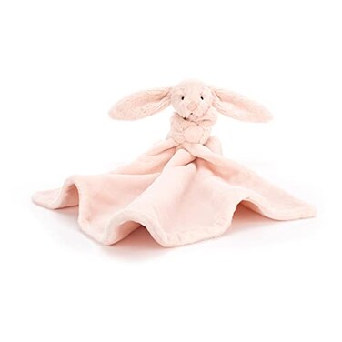 Jellycat Bashful Blush Bunny Soother, 13.5 inches   Security Blanket &amp; Lovey for Babies   Baby Gift