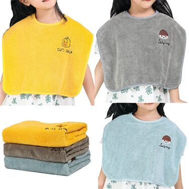 RAXIFU 3 Pack Baby Bibs for Girls or Boys, Waterproof,Toddler Bibs for 2-4 Years, Large Towel Bibs for 1-3 Years Kids