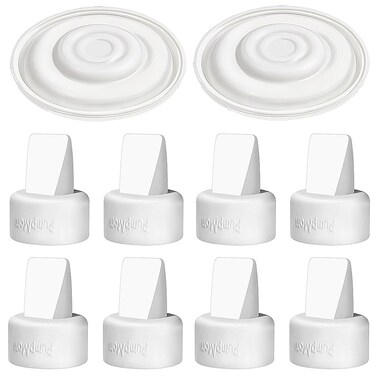 PumpMom Breast Pump Parts, 8 Duckbill Valves and 2 Silicone Membrane for Spectra S2, S1 and 9 Plus Breastpumps, Compatible with Spectra Valves and Silicone Diaphragm