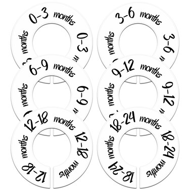 Pro Goleem Baby Closet Dividers Unisex Baby Closet Organizer for Nursery Baby Clothes Size Age Dividers Fits 1.5" Rod 6 PCS