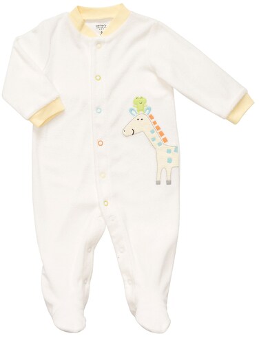 Carter's Terry Snap - White Solid Giraffe-3M