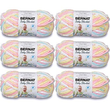 BERNAT Baby Blanket Yarn, 3.5oz, 6-PACK (Pitter Patter)
