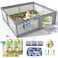 LUTIKAING 79"x71" Baby Playpen with Mat, Safe Playpen, Play Pen for Babies and Toddlers, Large Play Yard, Zipper Gate, Anti-Slip Suckers, Ideal Baby Gate Playpen for Toddlers 1-3