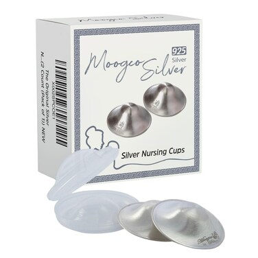 Moogco The Original Silver Nursing Cups - Nipple Shields for Nursing Newborn - Breastfeeding Essentials - Newborn Essentials Must Haves - Nipple Covers Breastfeeding - 925 Silver