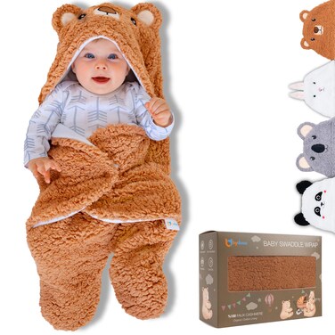 Baby Swaddle Blanket Bear 0-6 Months Cute Organic Ultra Soft Plush NewBorn Baby Essentials Must Have Infants Girls Boys Gender Neutral Stuff, Registry Gift Receiving Swaddling Wrap Clothes Shower Gift