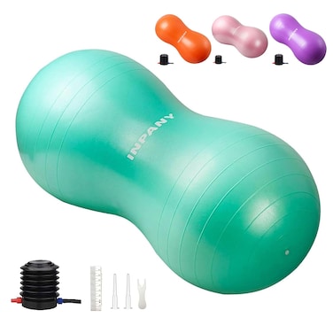 INPANY Peanut Ball - Anti Burst Exercise Ball for Labor Birthing, Physical Therapy for Kids, Core Strength, Home &amp; Gym Fintness (Include Pump)