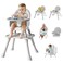 6 in 1 Baby High Chair for Babies and Toddlers, Booster Seat, Kids Learning Table &amp; Chair (Grey)