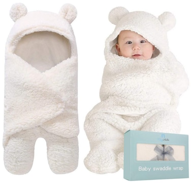 Baby Swaddle Blanket   Ultra-Soft Plush Essential for Infants 0-6 Months   Receiving Swaddling Wrap White   Ideal for Baby Boy Accessories and Newborn Registry   Perfect Baby Girl Shower Gift