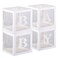 TECKED White Clear Baby Boxes with Baby Letters Party Decoration - Transparent Ballon Boxes Backdrop - Baby Shower Birthday Party ,Gender Reveal ,Wedding -4PCS
