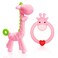 SHARE&amp;CARE BPA Free Silicone Giraffe Baby Teether Toy with Storage Case, for 3 Months Above Infant Sore Gums Pain Relief and Baby Shower, Baby Teething Toys (Pink)