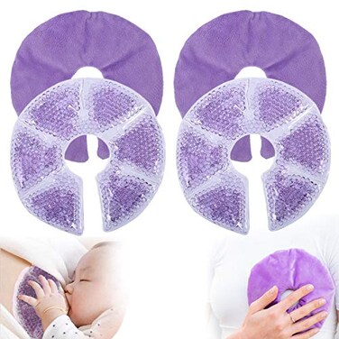 Breast Therapy Pads, Hot Cold Breastfeeding Gel Pads, Breastfeeding Essentials and Postpartum Recovery, Nursing Breast Pads Pain Relief for Mastitis, Engorgement, Microwavable