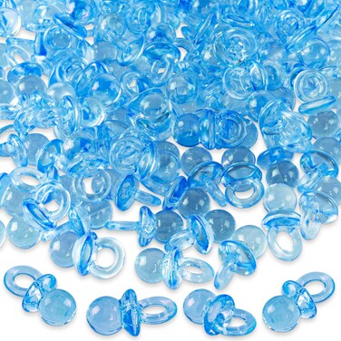 Super Z Outlet Mini Acrylic Baby Pacifiers for Baby Shower Decorations, Table Scatter, Party Favors, Games &amp; Activities - 144 Pieces(Blue)