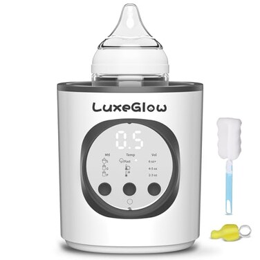 Fast Baby Bottle Warmer for Breastmilk and Formula, Smart Temperature Control to Preserve Fullest Nutrients in Breastmilk, LuxeGlow 10-in-1 Multifunctional for All Bottles Night Feeding Easy