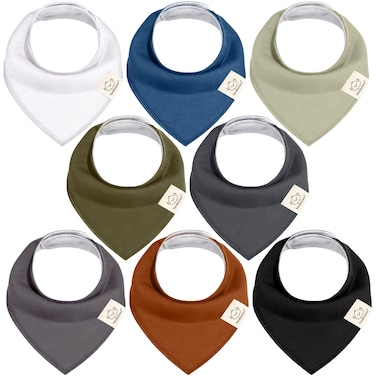 KeaBabies 8-Pack Organic Baby Bandana Drool Bibs for Boys Girls - Soft Cotton Drooling &amp; Teething Bibs for Infants, Toddlers, Super Absorbent Cotton Bandana Bibs for Baby Boy &amp; Girl, Unisex (Basics)