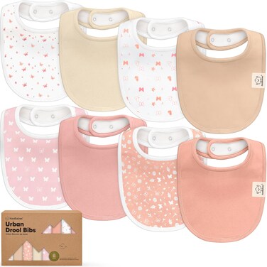 8-Pack Organic Baby Bibs for Boys, Girls - Soft Cotton Drooling and Teething Baby Bibs, Baby Girl Bibs, Baby Boy Bibs, Baby Drool Bibs for Baby Girl, Boy, Newborn Infant Bibs(Butterflies)