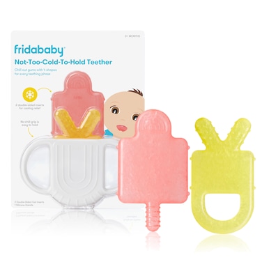 Frida Baby Teething Relief Not-Too-Cold-to-Hold Baby Teether, Valentines Day Gifts for Kids, BPA-Free Silicone Teething Toys