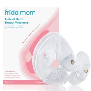 Frida Mom Instant Heating Pads for Breasts, Reusable Click-to-Heat Relief, Breastfeeding Essentials - 2 Small &amp; 2 Large Heat Pads, 4pc set