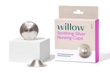 Willow Soothing Silver Nursing Cups, 2 Pack, Breastfeeding Nipple Covers for Protection &amp; Pain Relief, BPA Free