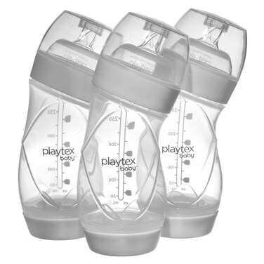 Playtex Baby VentAire Complete Tummy Comfort Baby Bottle, Anti-Colic &amp; Anti-Reflux, Clear, 9 Oz, 3 Count