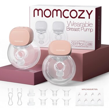Momcozy Hands Free Breast Pump S9 Pro Updated, Wearable Breast Pump of Longer Battery Life &amp; LED Display, Double Portable Electric Breast Pump with 2 Modes &amp; 9 Levels - 24mm, 2 Pack Pink