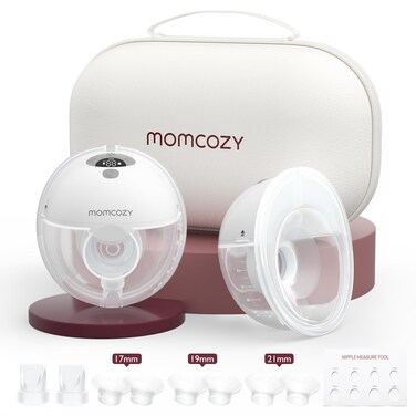 Momcozy Breast Pump Hands Free M5, Wearable Breast Pump of Baby Mouth Double-Sealed Flange with 3 Modes &amp; 9 Levels, Electric Breast Pump Portable - 24mm, 2 Pack Quill Gray