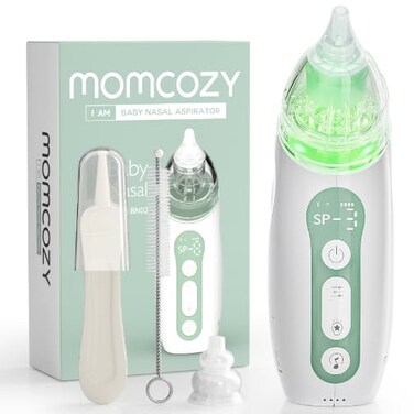 Momcozy Baby Nasal Aspirator, 3 Suction Levels Electric Nasal Aspirator for Baby, Newborn and Toddler, Portable Baby Nose Aspirator with Light Soothing and Music