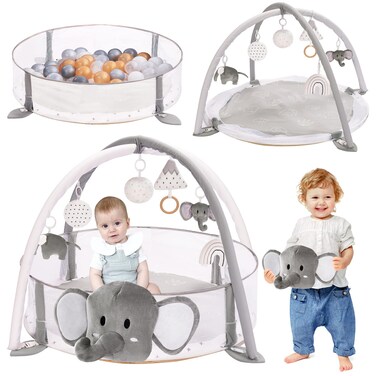 5-in-1 XL Large Baby Gym &amp; Ball Pit, Play Mat &amp; Play Gym, Combination Baby Activity Gym with Milestone Cards for Sensory Exploration and Motor Skill Development, Balls are not Included