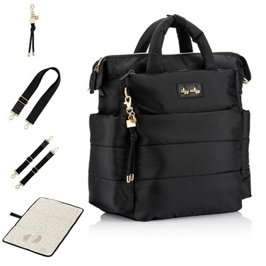 Itzy Ritzy Dream Convertible Diaper Bag Tote Backpack - Baby Diaper Bag with 14 Pockets, Changing Pad &amp; More (Midnight Black)