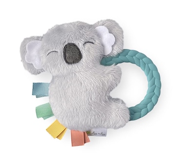 Itzy Ritzy - Ritzy Rattle Pal with Teether - Baby Teething Toy Features A Minky Plush Character, Gentle Rattle Sound &amp; Soft Teether Toy for Newborn (Koala)