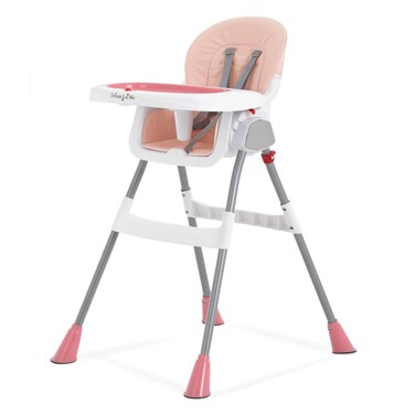 Dream On Me Portable 2-in-1 Tabletalk High Chair in Pink, Three Adjustable Height Settings, Lightweight Portable High Chair, Easy To Clean and Removable Tray Baby High Chair