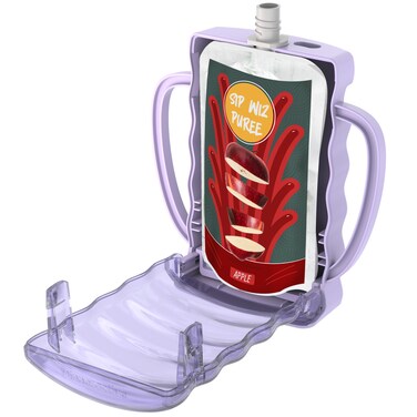 Dinneractive Sip Wiz - Baby Pouch Holder No Squeeze Pouch Food Pouches &amp; Juice Box Holder - Anti-Squeeze Yogurt Pouch Reusable Toddler Essentials