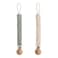 mushie Linen Baby Pacifier Clip Holder   Soft Fabric Strap, 2-Pack (Olive/Shifting Sand)