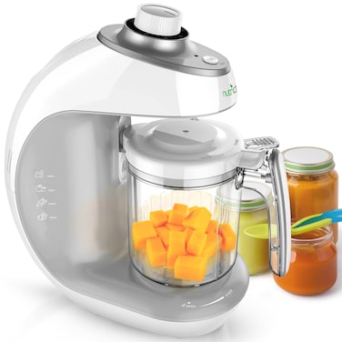NutriChef Baby Food Maker   2-in-1 Steam Cooker &amp; Puree Blender   Adjustable Steam Timer   Blend Organic Food for Babies, Infants &amp; Toddlers   Includes Dishwasher Safe Steam Basket &amp; Bowl