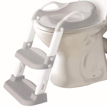 Jool Baby Potty Training Seat with 2 Step Ladder for Toddlers - Soft Cushioned Seat &amp; Splash Guard, Adjustable Height (Gray)