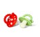 RaZbaby Chompy Teether for Infant &amp; Baby 3M+ Toy with Massaging Bristles for Teething Relief Pacifier - Soothes Sore Gums - Hands-Free &amp; Easy-to-Hold Teether, BPA Free - Red/Green