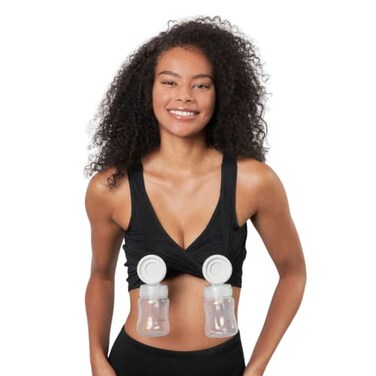 Larken Hands Free Pumping Bra for Breastfeeding   Breast Pump - Maternity Bras for Pregnancy, Pumping &amp; Nursing Bra in One Black
