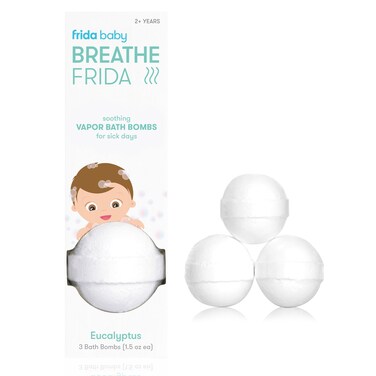 Frida Baby Natural Vapor Bath Bombs for Toddlers &amp; Kids, Eucalyptus Essential Oil Bath Bombs for Aromatherapy, 3 Count