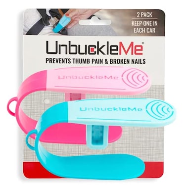 UnbuckleMe Car Seat Buckle Release Tool (As Seen on Shark Tank) - Easy Opener Aid for Arthritis, Long Nails, Older Kids - Button Pusher for Infant, Toddler, Convertible Car Seats (2 Pack, Blue &amp; Pink)