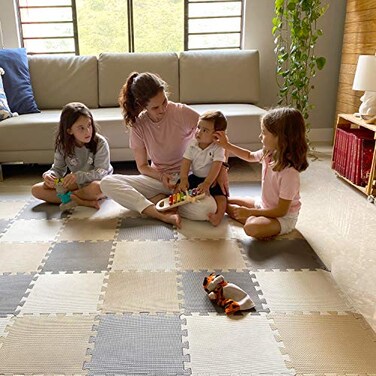 MioTetto 18 (2 for Free) Tiles of Soft Non-Toxic Baby Play Mat, EVA Foam Jigsaw Puzzle Play Mat, Interlocking Squares for Babies, Toddlers &amp; Kids Gym, Nursery, Playroom, 16 Sq Ft