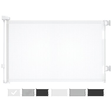 Cumbor Retractable Baby Gates, Mesh Dog Gate for The House, Baby Essentials Extends to 55" Wide, Wide Pet Gate 33" Tall, Long Child Safety Gates for Stairs, Doorways, Hallways, Indoor/Outdoor(White)