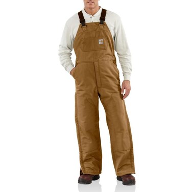 Carhartt Men's Flame Resistant Duck Bib Lined Overall, Brown, 40W x 34L