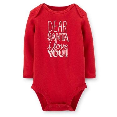 Carter's Baby Girls I Love You Santa Bodysuit (Newborn) Red