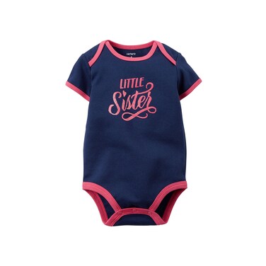 Carter's Baby Girls' Slogan Bodysuit - Little Sister - Navy - 24 Months
