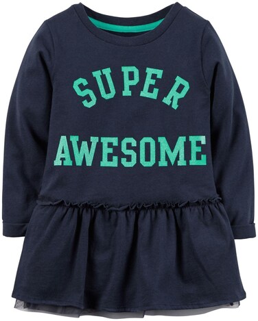 Carter's Baby Girls' Slogan Tunic (Bay) - Super Awesome - 9M