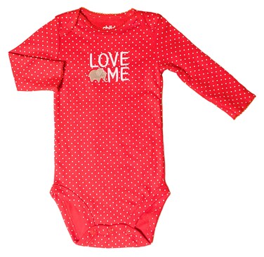 Polka Dot Love ME Elephant Valentine's Day Embroidered Baby Girls Bodysuit (Newborn)