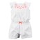 Carter's_1 Girl 1pc Romper Ivory W Pink Embroidery, White, New Born