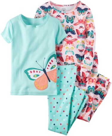 Carter's Baby Girls' 4 Pc Cotton 331g161, Blue Butterflies, 9 Months